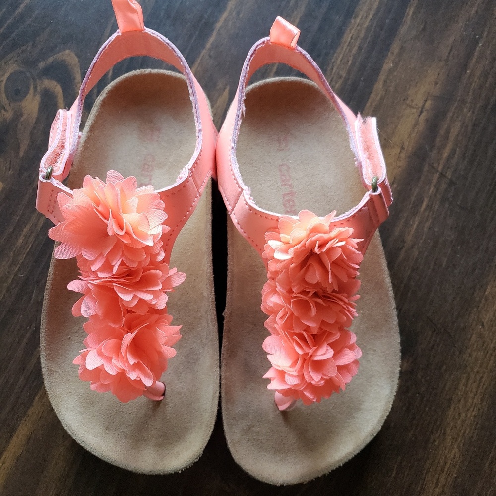 Coral/bright pink sandals 11c